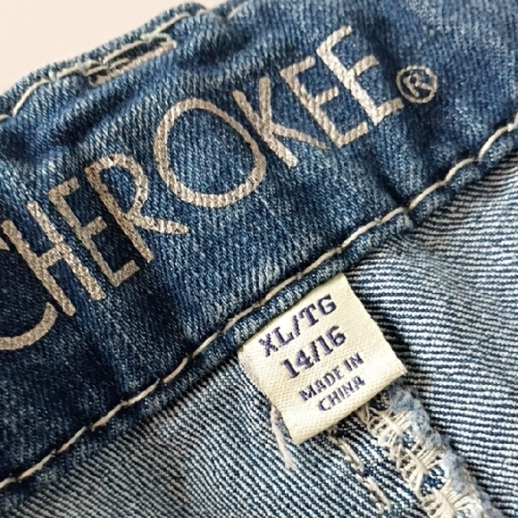 Cherokee Indigo Denim Shorts Women's XL 14-16 White Hem Embroidered - Picture 10 of 11
